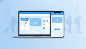 Tour operator customer portal on laptop and smartphone
