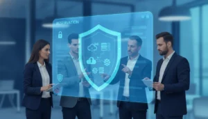 Tour operator team evaluating tour operator software security