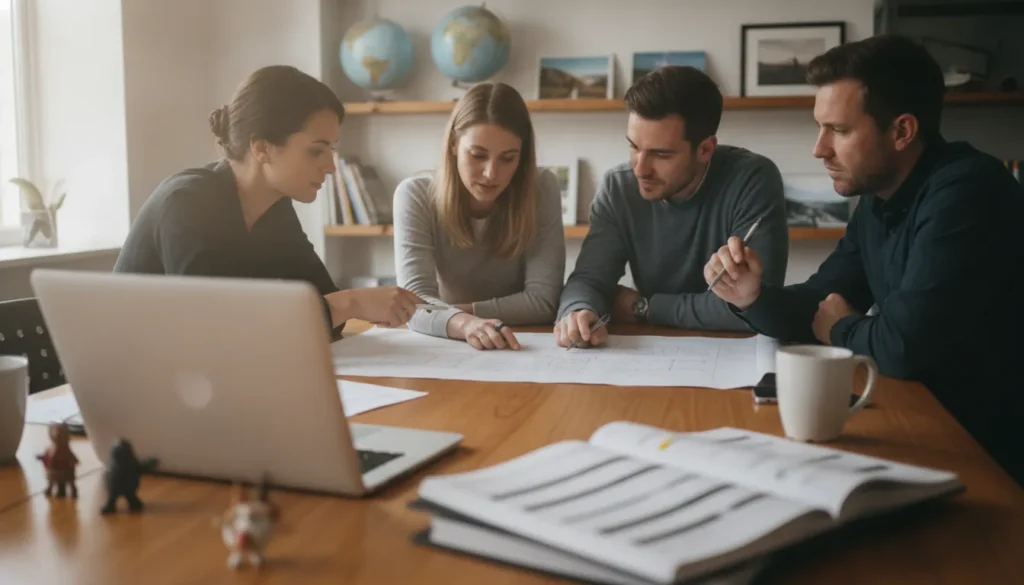 Tour operator team planning a multi-day itinerary at a planning desk