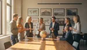 Tour operator team planning multi-brand software implementation